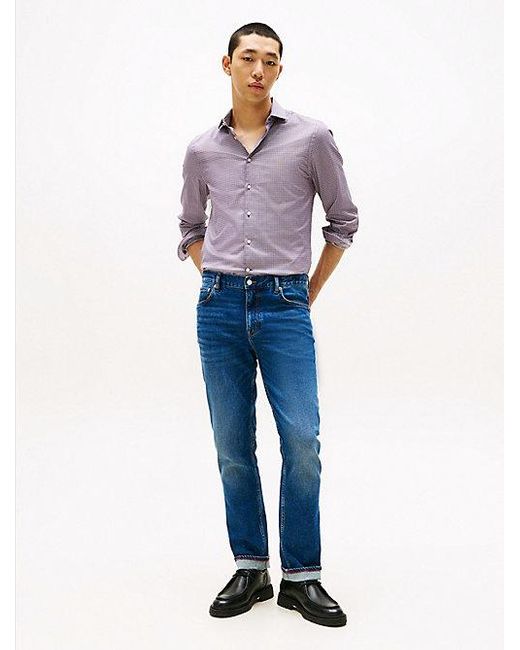 Tommy Hilfiger Smart Casual Slim Fit Dobby Overhemd Met Ruit in het Purple voor heren