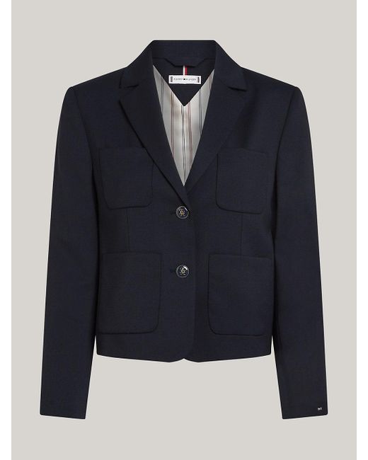 Tommy Hilfiger Blue Gloss Button Single Breasted Blazer