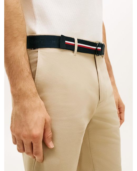 Tommy Hilfiger Natural Denton Straight Fit Belted Chino Shorts for men