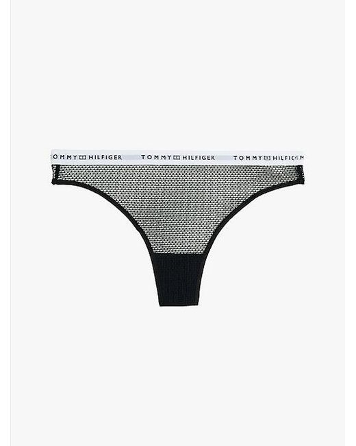 Tanga De Encaje Con Inscripción En La Cintura Tommy Hilfiger de color White