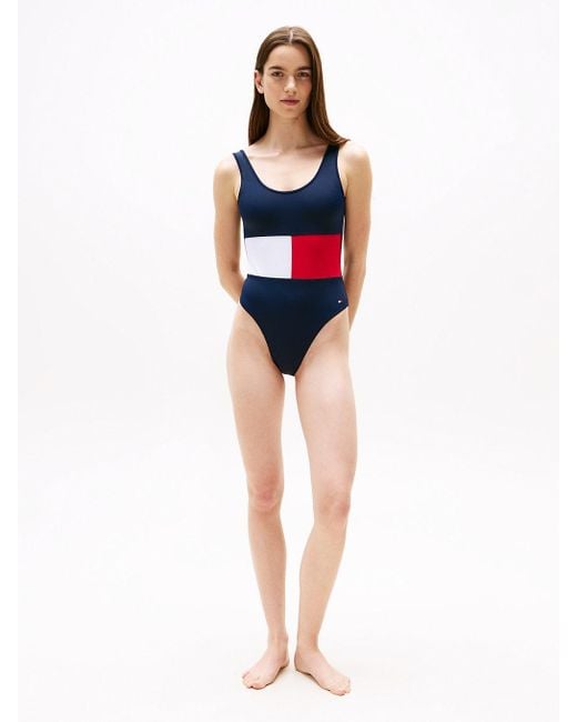 Maillot De Bain Hilfiger Flag À Dos Dégagé Tommy Hilfiger en coloris Blue
