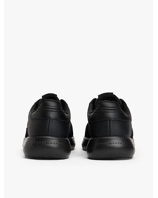 Tommy Hilfiger Leren Sneaker Met Fijne Profielzool in het Black voor heren