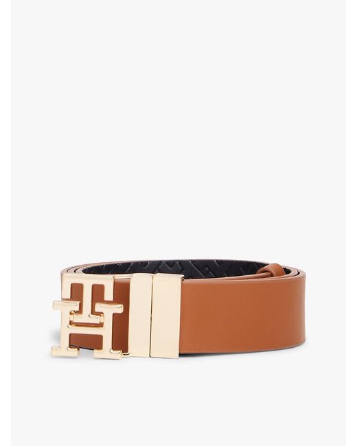 Tommy Hilfiger Brown Th Monogram Reversible Leather Belt