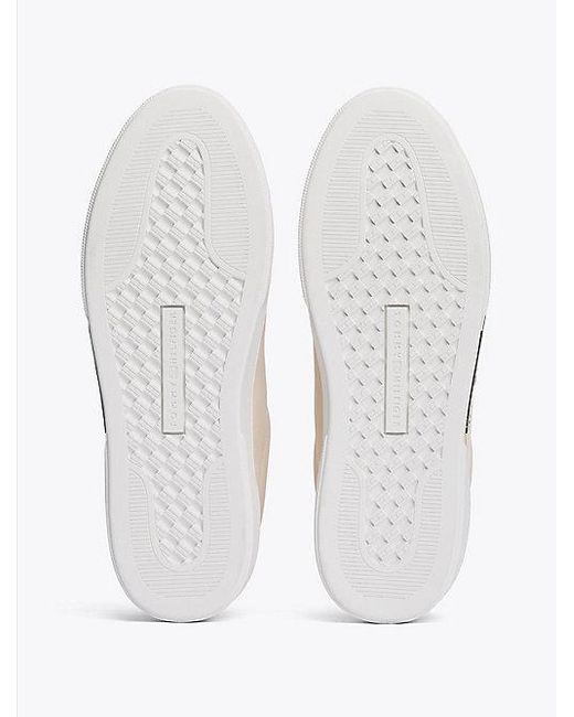 Tommy Hilfiger Leren Sneaker Met Metallic Details in het White