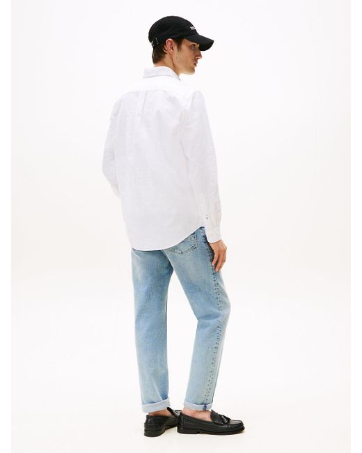 Chemise Coupe Standard Boutonnée En Coton Bio Tommy Hilfiger pour homme en coloris White