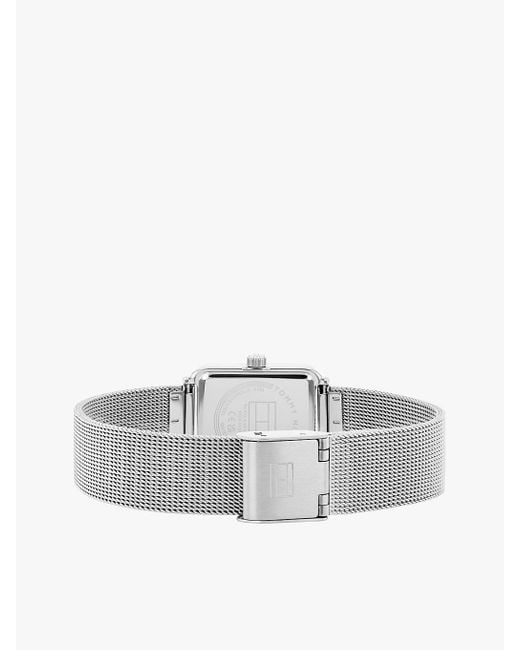 Tommy Hilfiger Metallic Lavender Dial Crystal-embellished Mesh Strap Watch
