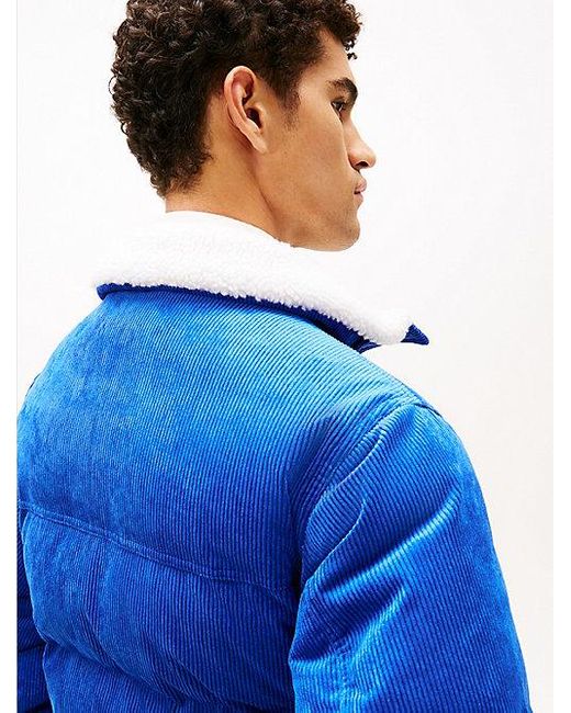 Tommy Hilfiger Puffer-Jacke Aus Cord Mit Daunen Und Kapuze in Blue für Herren