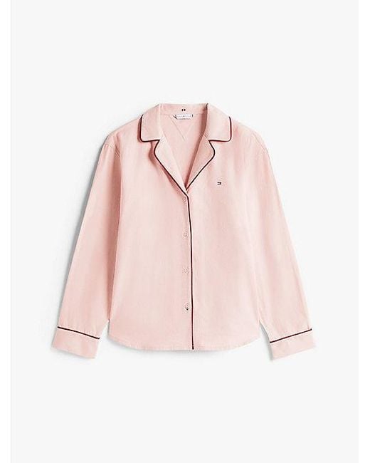 Tommy Hilfiger Pink Essential Pyjama-Hemd Aus Fischgrät-Flanell