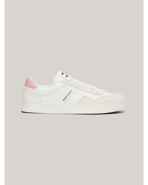 Tommy Hilfiger White Suede Mixed Texture Court Trainers