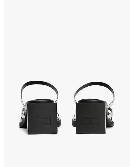 Tommy Hilfiger Metallic Leren Sandaal Met Blokhak in het White