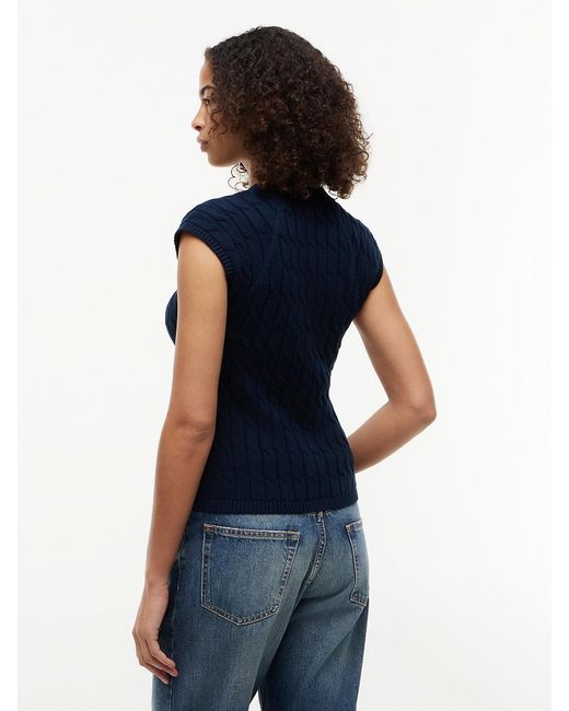 Tommy Hilfiger Blue Cable Knit Slim Cap Sleeve Cardigan
