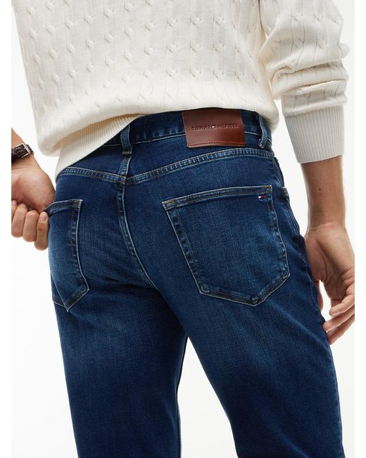 Tommy Hilfiger Blue Denton Whiskered Straight Leg Jeans for men