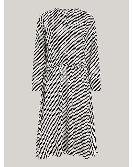 Tommy Hilfiger Relaxed Fit Midi-jurk Met Kartelstreep in het Gray