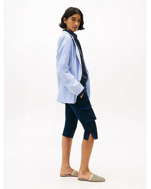 Tommy Hilfiger The Runway Collection Slim Cropped Cargobroek in het Blue