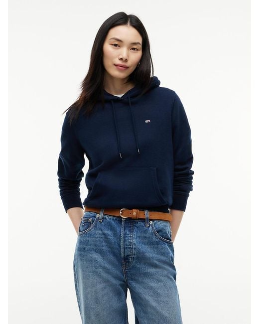 Tommy Hilfiger Blue Brushed Fleece Drawstring Hoody