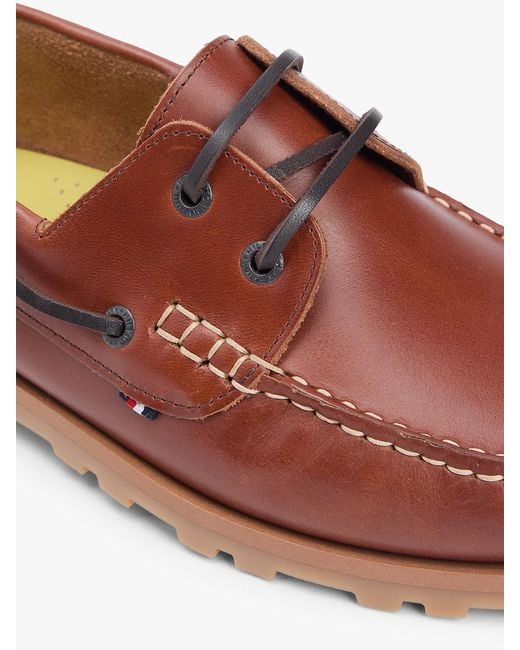 Tommy Hilfiger Pink Leather Cleat Lightweight Boat Shoes for men