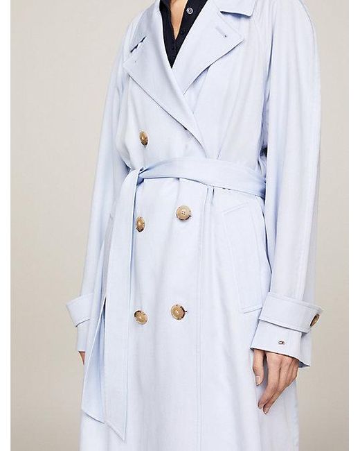 Tommy Hilfiger Double-breasted Relaxed Trenchcoat in het White