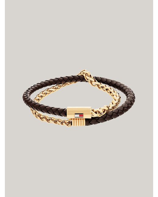 Tommy Hilfiger Multicolor Dual Media Gold-plated Double Strap Bracelet for men