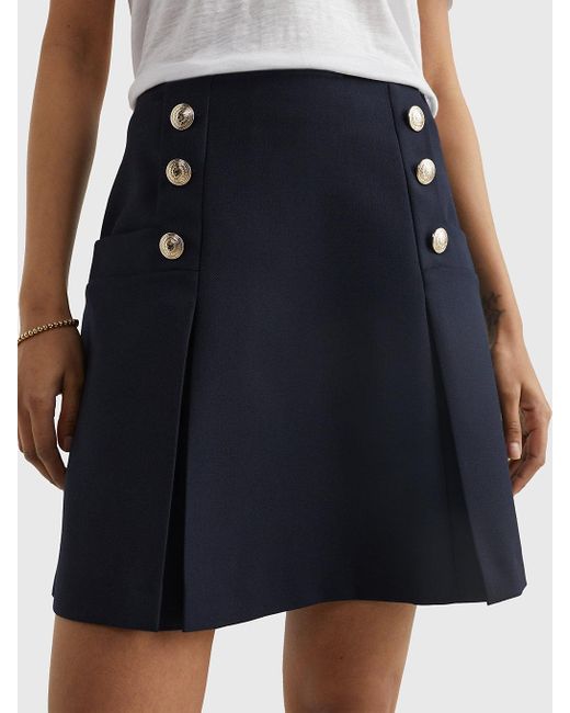 Tommy Hilfiger Pleated Flare Fit Mini Skirt in Black | Lyst UK