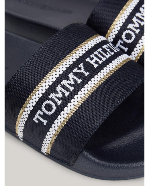 Tommy Hilfiger Multicolor Logo Strap Webbing Pool Slides