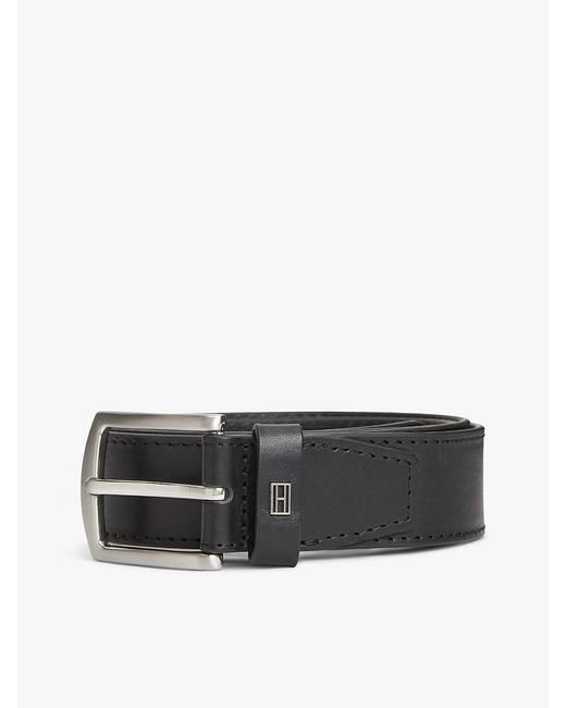 Tommy Hilfiger Black Denton Square Buckle Leather Belt for men