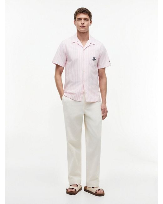 Tommy Hilfiger White Regular Fit Paper Touch Short Sleeve Shirt for men