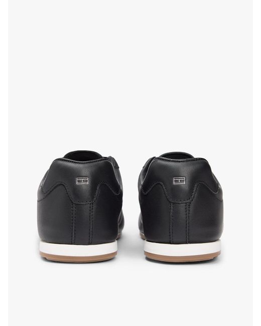 Tommy Hilfiger Black Low Profile Logo Leather Trainers for men