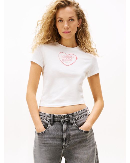 T-Shirt Ajusté À Motif Tommy Hilfiger en coloris White