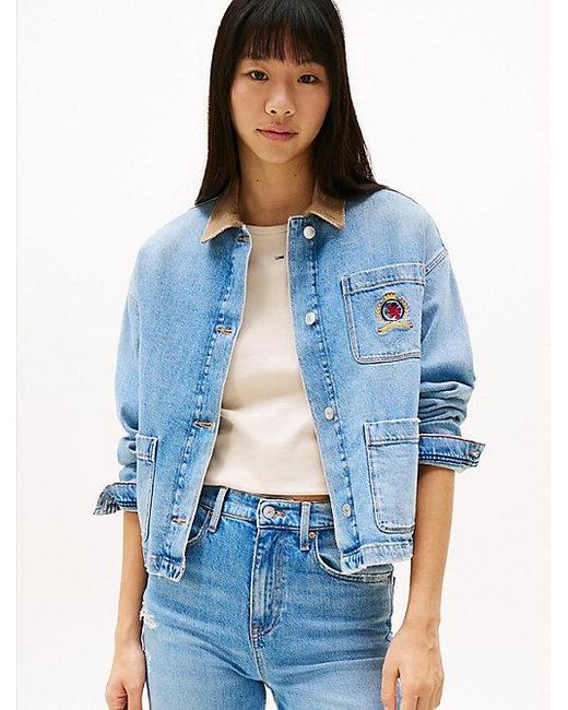 Chaqueta Vaquera Con Cuello A Contraste Tommy Hilfiger de color Blue