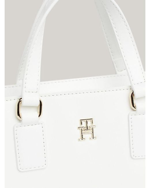 Tommy Hilfiger White Hilfiger Monotype Webbing Strap Small Tote