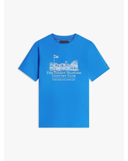 Tommy Hilfiger Blue Graphic Embroidery Jersey T-Shirt for men