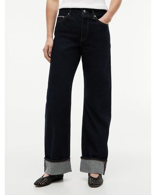 Tommy Hilfiger White Selvedge Mid Rise Loose Straight Leg Jeans