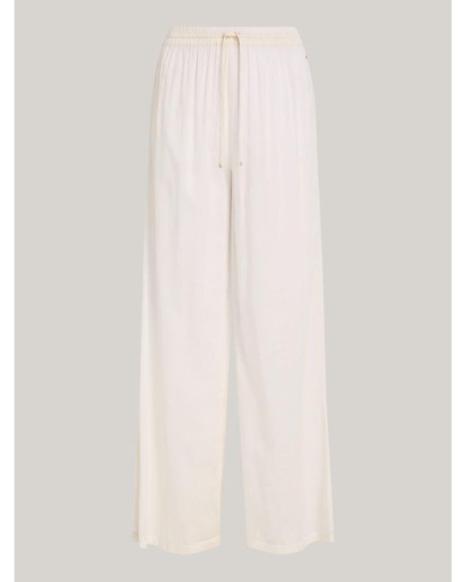 Tommy Hilfiger White Th Essential Wide Leg Cover Up Swim Trousers