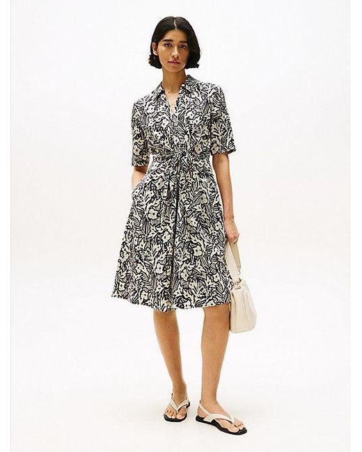 Tommy Hilfiger Relaxed Midi-Overhemdjurk Van Linnenmix in het White