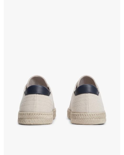 Tommy Hilfiger White Canvas Espadrille Hybrid Trainers With Linen for men
