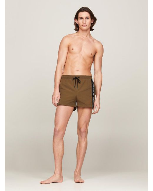 Tommy Hilfiger Green Logo Tape Short Length Slim Swim Shorts for men