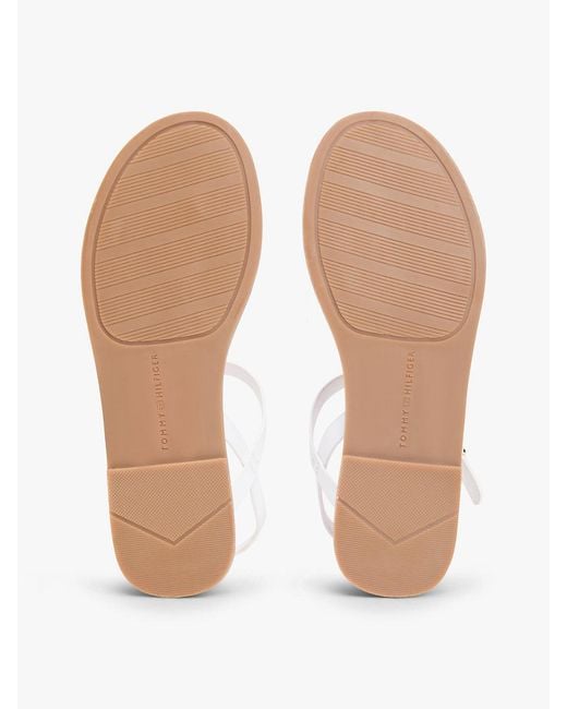Tommy Hilfiger White Leather Th Monogram Strap Sandals