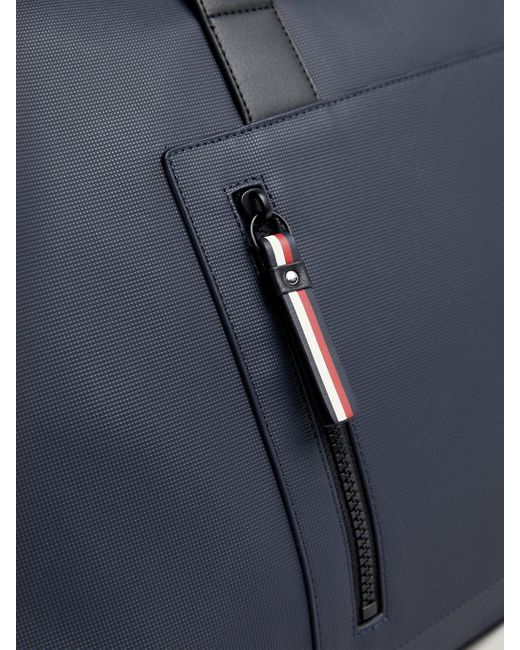 Tommy Hilfiger Blue Pique Textured Medium Duffel Bag for men