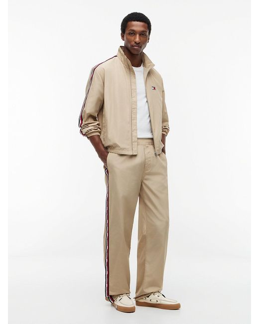 Tommy Hilfiger Natural Jaimie Relaxed Global Stripe Tape Trousers for men