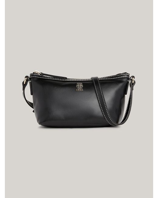 Tommy Hilfiger Black Th Monoplay Small Leather Crossover Bag