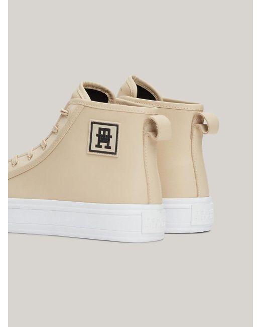 Tommy Hilfiger Natural Th Monogram Leather High-top Trainers