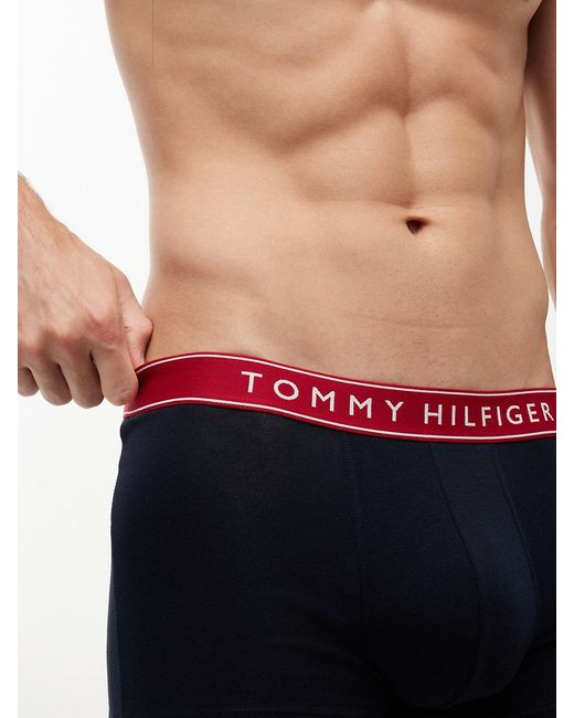 Tommy Hilfiger Blue 3-Pack Essential Logo Waistband Trunks for men