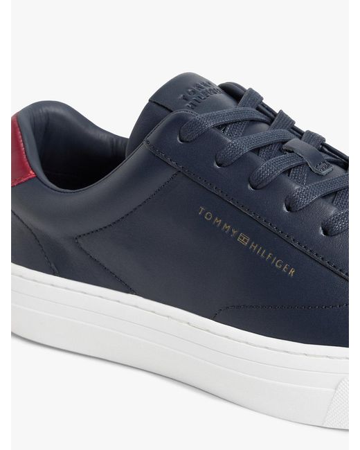 Tommy Hilfiger Blue Premium Leather Cupsole Trainers for men