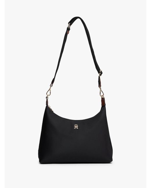 Borsa Con Placchetta E Monogramma Th di Tommy Hilfiger in Black