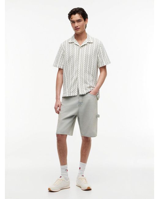 Tommy Hilfiger White Regular Fit Textured Short Sleeve Shirt for men