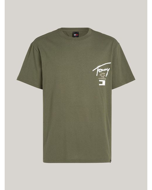 Tommy Hilfiger Green Back Logo Crew Neck T-shirt for men