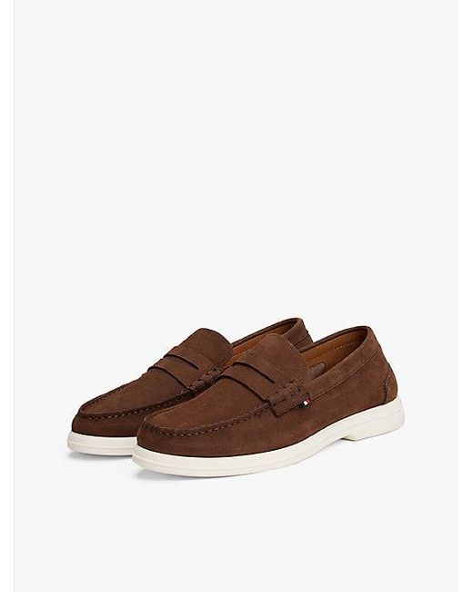 Mocasines De Piel Signature Tommy Hilfiger de hombre de color Brown