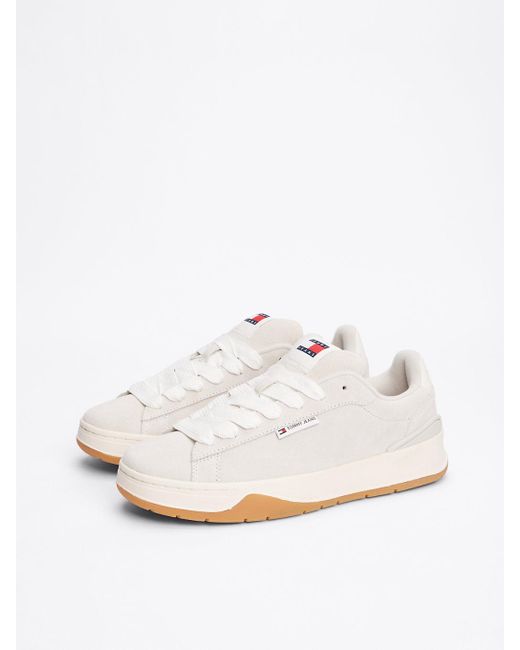 Baskets En Daim À Lacets Tommy Hilfiger en coloris White