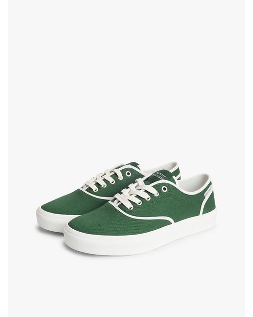 Tommy Hilfiger Green Canvas Cupsole Trainers for men
