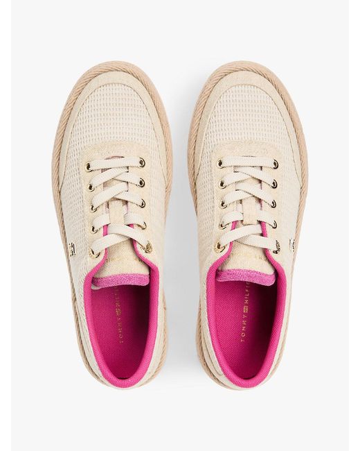 Tommy Hilfiger Pink Th Monogram Canvas Rope Platform Trainers